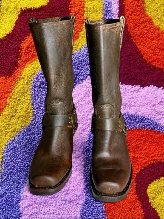 FRYE Women’s Brown Leather Harness Boots - Picture 2 of 7